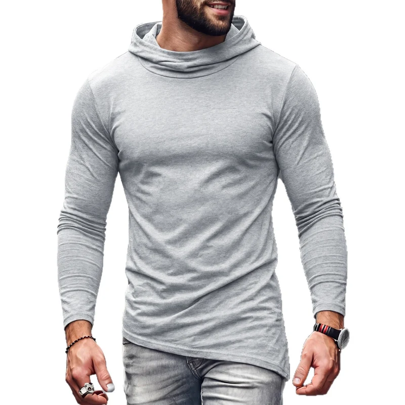 Herren Enganliegendes Langarmshirt mit hohem Schlauchkragen und asymmetrischem Saum Drune