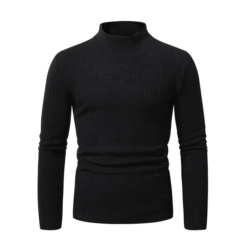 Herren Enganliegender Mockneck-Feinstrickpullover mit Rippstruktur und thermoregulierender Qualität Drune