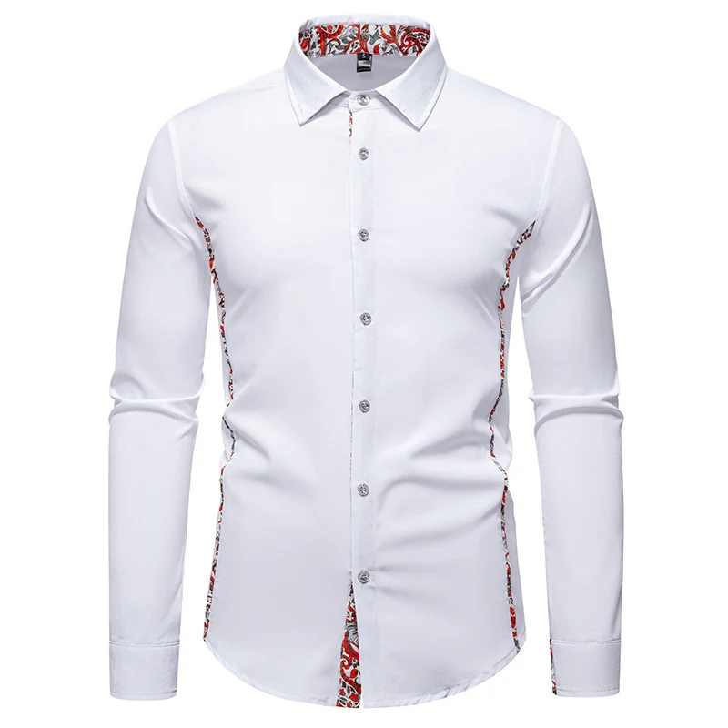 Herren Elegantes tailliertes Business-Hemd mit kontrastierter Innenblende und Paisley-Detail Drune