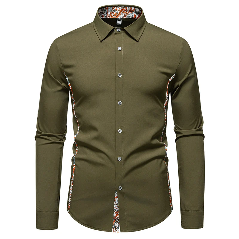 Herren Elegantes tailliertes Business-Hemd mit kontrastierter Innenblende und Paisley-Detail Drune