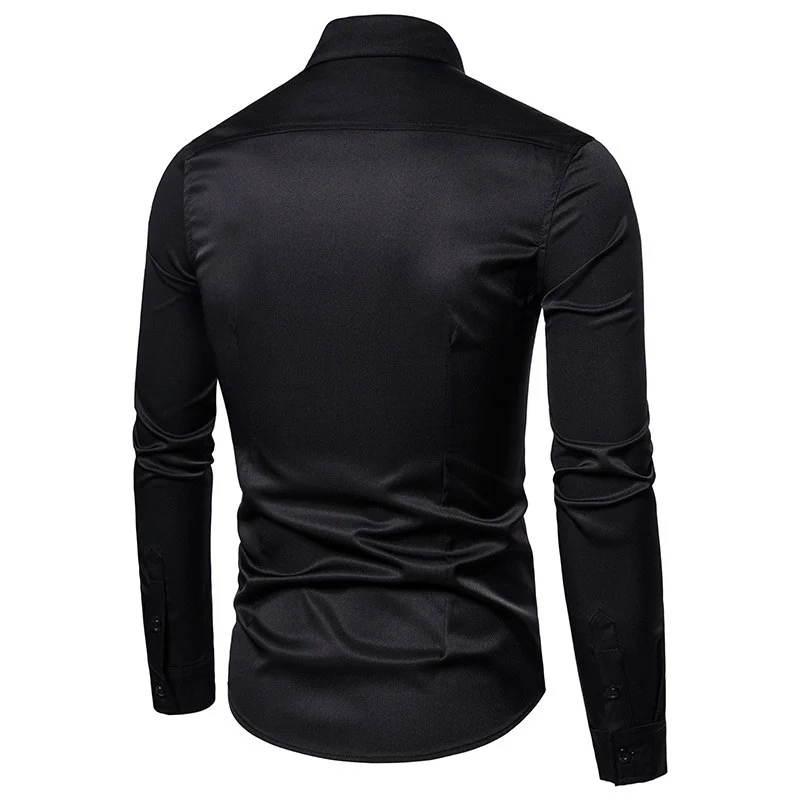 Herren Elegantes Hemd mit Pailletten-Brustplatte und tailliertem Schnitt Drune