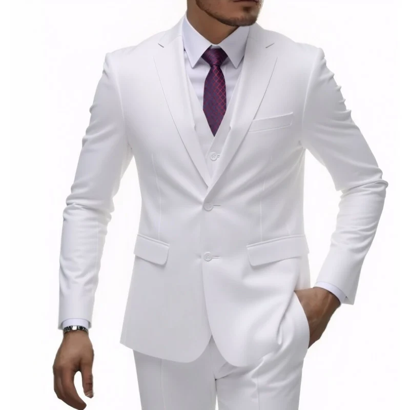 Herren Eleganter taillierter dreiteiliger Anzug mit Weste und leichtem Stretch Drune