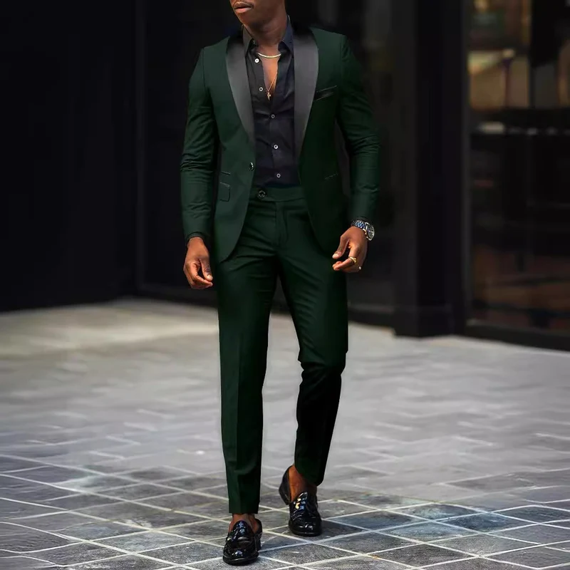 Herren Eleganter Slim-Fit Smokinganzug mit Schalkragen und taillierter Silhouette Drune