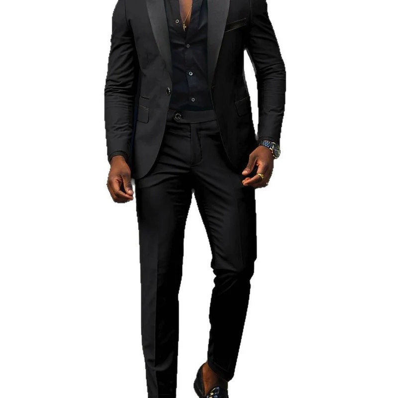 Herren Eleganter Slim-Fit Smokinganzug mit Schalkragen und taillierter Silhouette Drune