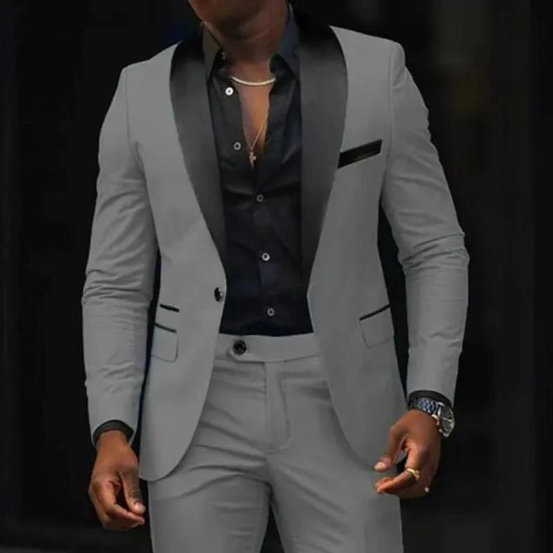 Herren Eleganter Slim-Fit Smokinganzug mit Schalkragen und taillierter Silhouette Drune