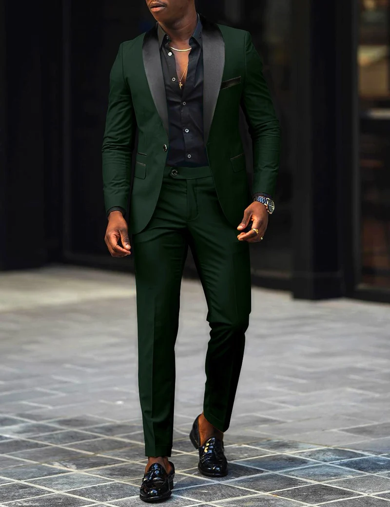 Herren Eleganter Slim-Fit Smokinganzug mit Schalkragen und taillierter Silhouette Drune