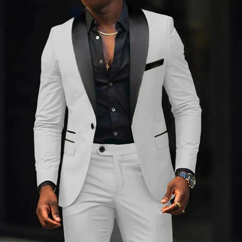 Herren Eleganter Slim-Fit Smokinganzug mit Schalkragen und taillierter Silhouette Drune