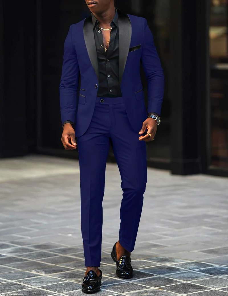 Herren Eleganter Slim-Fit Smokinganzug mit Schalkragen und taillierter Silhouette Drune