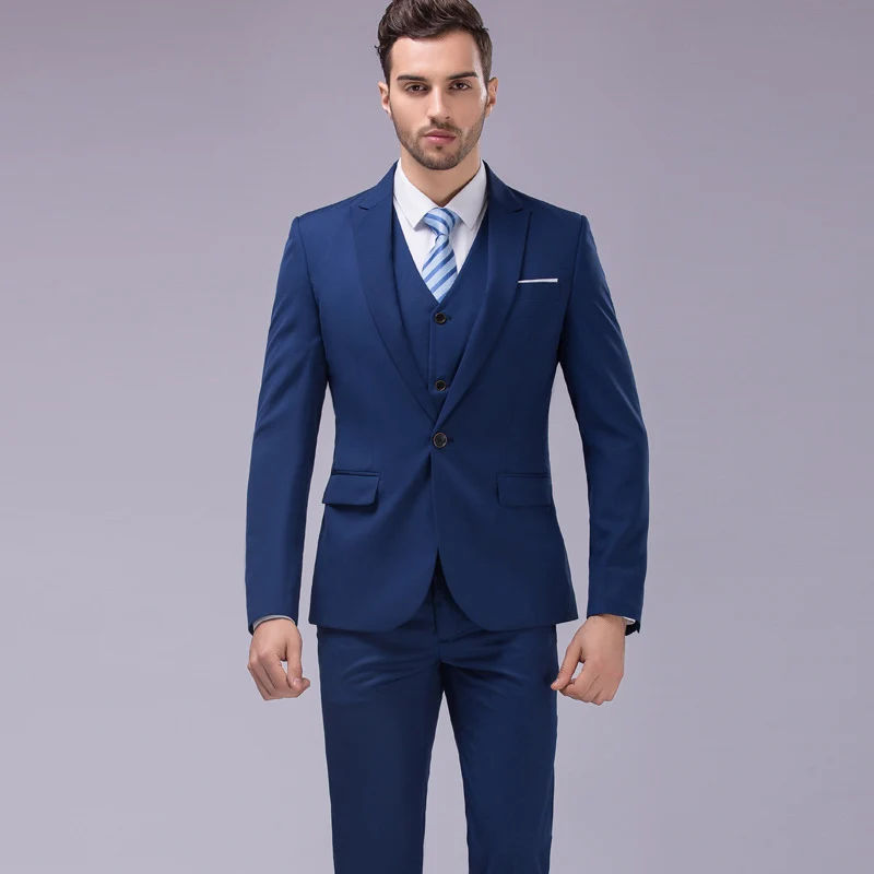 Herren Dreiteiliger Slim-Fit Businessanzug mit Weste und schmaler Silhouette Drune