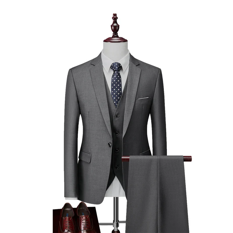 Herren Dreiteiliger Slim-Fit Businessanzug mit Weste und schmaler Silhouette Drune