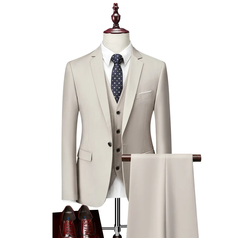 Herren Dreiteiliger Slim-Fit Businessanzug mit Weste und schmaler Silhouette Drune