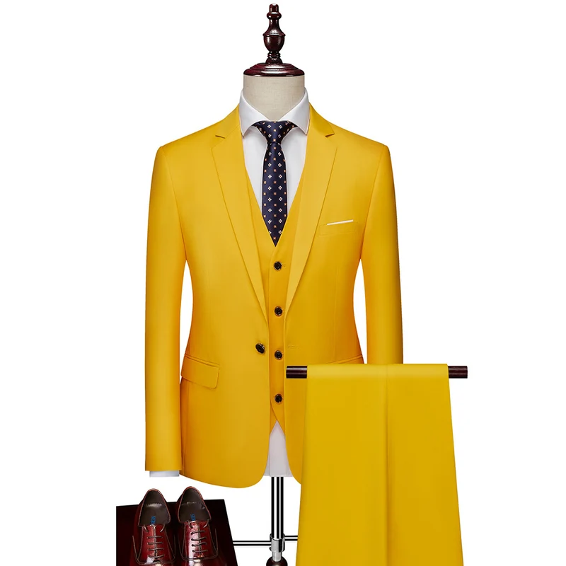 Herren Dreiteiliger Slim-Fit Businessanzug mit Weste und schmaler Silhouette Drune