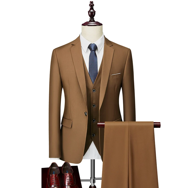 Herren Dreiteiliger Slim-Fit Businessanzug mit Weste und schmaler Silhouette Drune