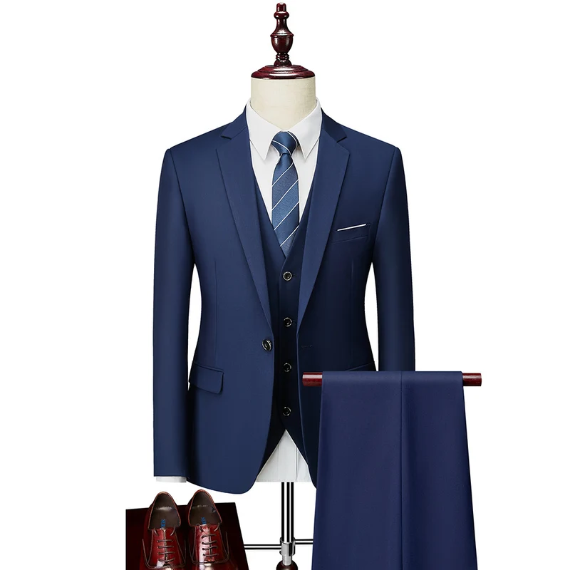 Herren Dreiteiliger Slim-Fit Businessanzug mit Weste und schmaler Silhouette Drune