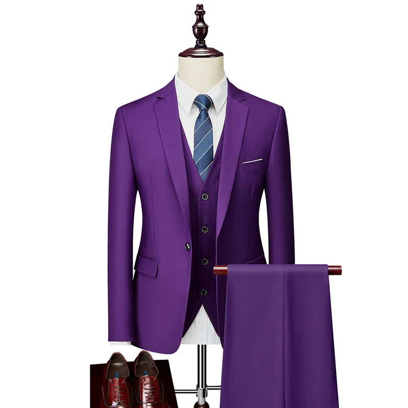 Herren Dreiteiliger Slim-Fit Businessanzug mit Weste und schmaler Silhouette Drune