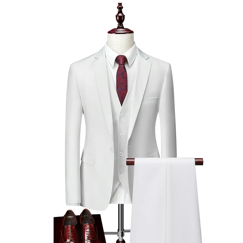 Herren Dreiteiliger Slim-Fit Businessanzug mit Weste und schmaler Silhouette Drune