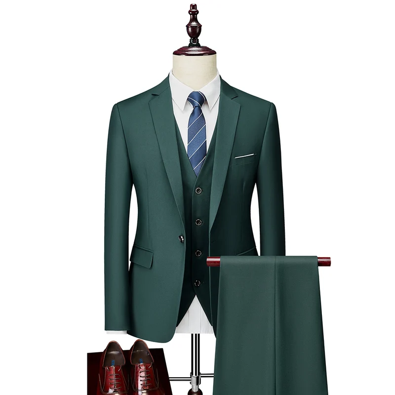 Herren Dreiteiliger Slim-Fit Businessanzug mit Weste und schmaler Silhouette Drune