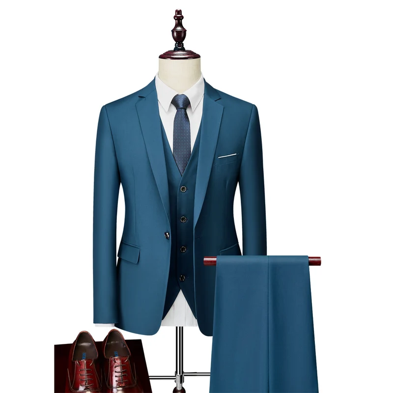 Herren Dreiteiliger Slim-Fit Businessanzug mit Weste und schmaler Silhouette Drune