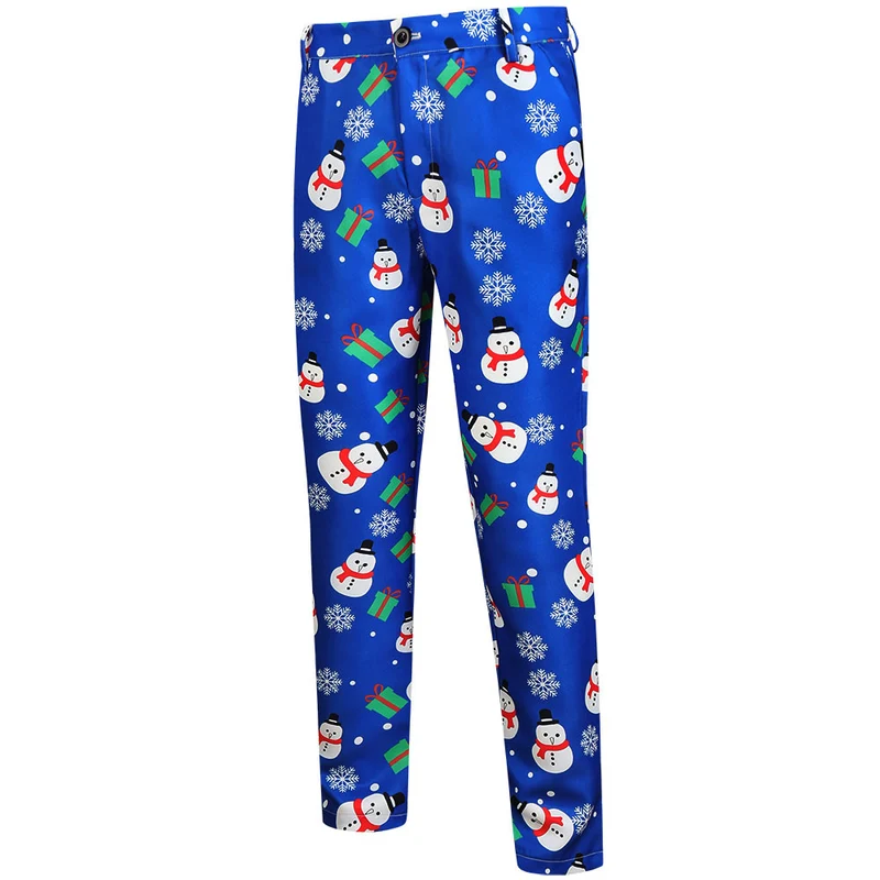 Herren Dreiteiliger Anzug mit festlichem Tannenbaum‑Print, tailliertes Sakko, Weste & Hose Drune