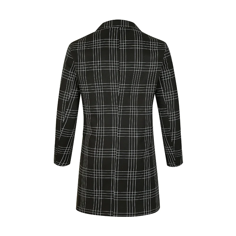 Herren Doppelreihiger Trenchcoat mit Hahnentritt‑Muster, tailliertem Schnitt und Bindegürtel Drune