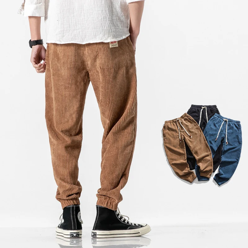 Herren Cordhose im Jogger‑Stil aus Cordvelours mit elastischem Bund und gerippten Beinabschlüssen Drune