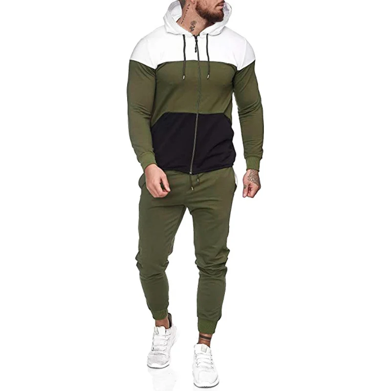 Herren City-Casual Jogginganzug mit Kapuzen‑Zipjacke und tapered Jogginghose aus Baumwollmix Drune