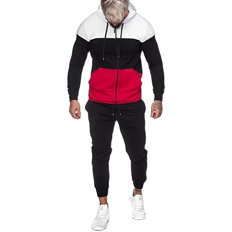 Herren City-Casual Jogginganzug mit Kapuzen‑Zipjacke und tapered Jogginghose aus Baumwollmix Drune