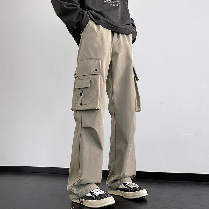Herren Cargo-Freizeithose mit weitem Bein, Multitaschen und Tunnelzug Drune