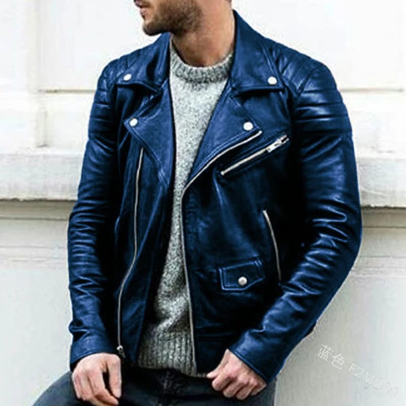Herren Biker-Lederjacke mit asymmetrischem Reißverschluss und gesteppter Schulterpartie Drune