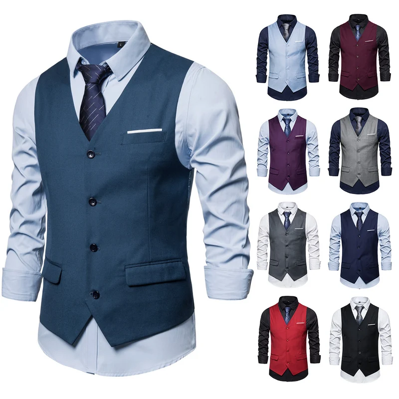 Herren Anzugweste in tailliertem Slim-Fit mit V‑Ausschnitt und Pattentaschen Drune