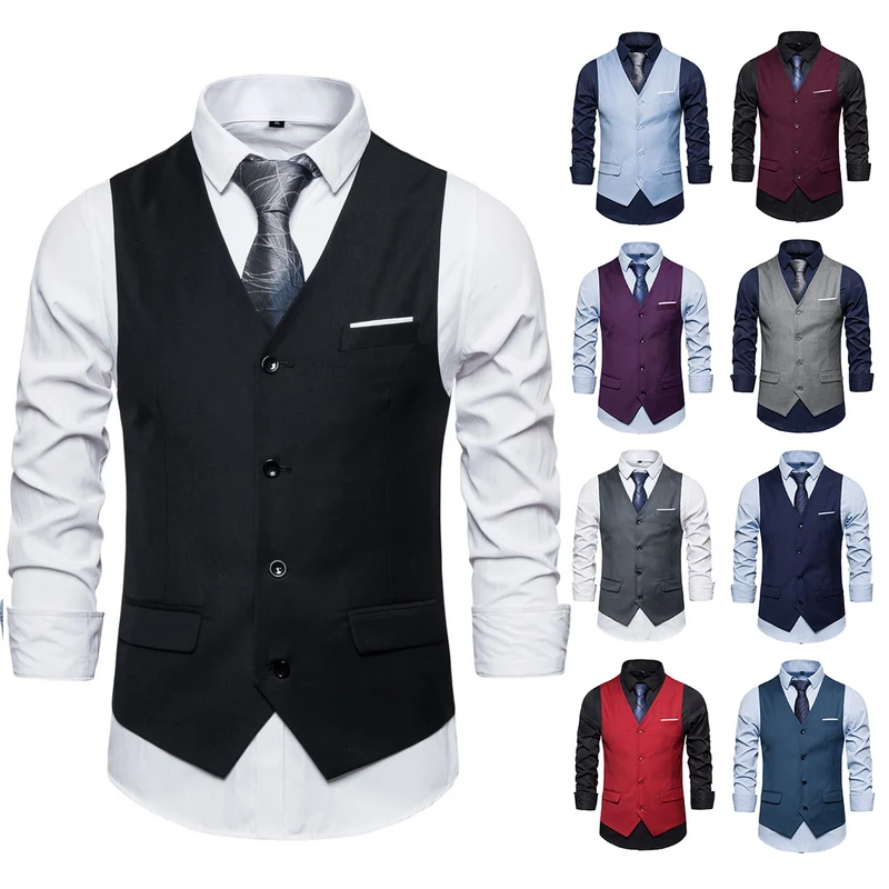 Herren Anzugweste in tailliertem Slim-Fit mit V‑Ausschnitt und Pattentaschen Drune