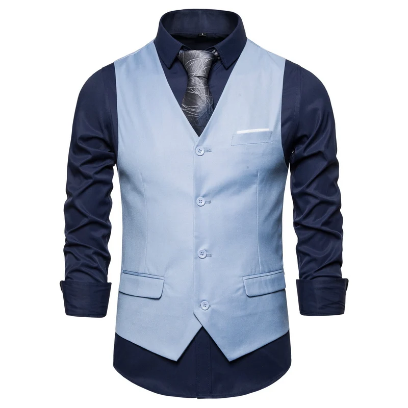 Herren Anzugweste in tailliertem Slim-Fit mit V‑Ausschnitt und Pattentaschen Drune