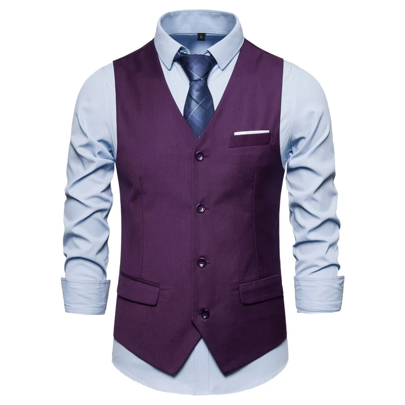 Herren Anzugweste in tailliertem Slim-Fit mit V‑Ausschnitt und Pattentaschen Drune