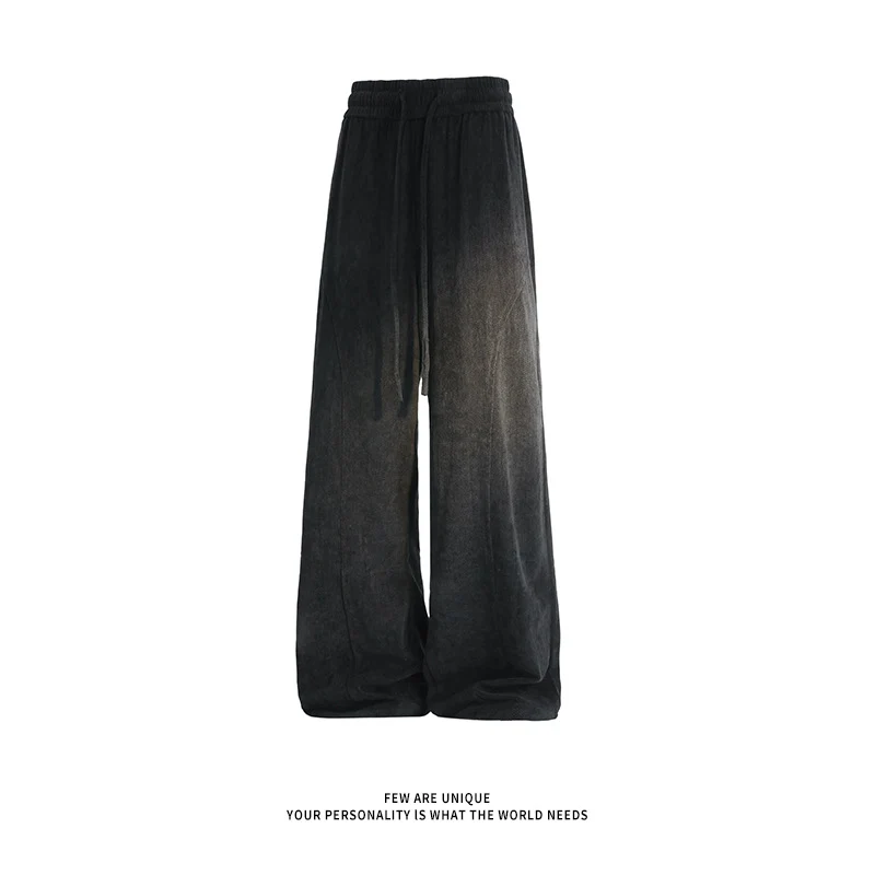 Damen Weite Velours-Loungehose mit hohem Elastikbund und Kordelzug Drune