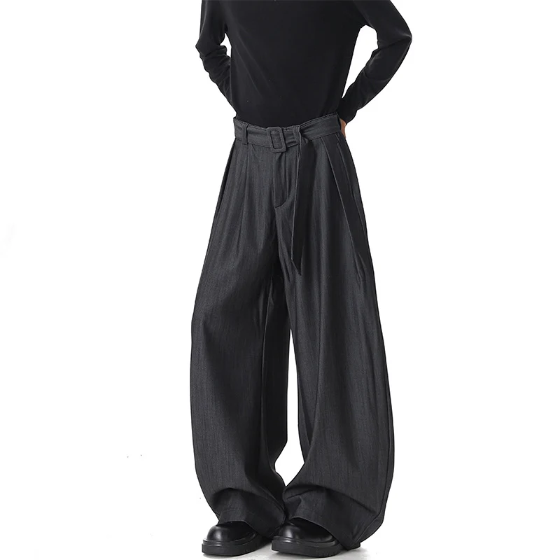 Damen Weite Paperbag-Hose mit hohem Bund, Falten und Taillengürtel Drune