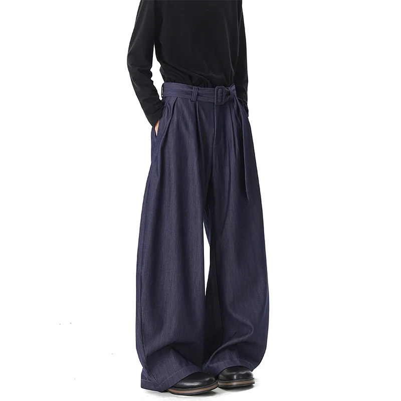 Damen Weite Paperbag-Hose mit hohem Bund, Falten und Taillengürtel Drune
