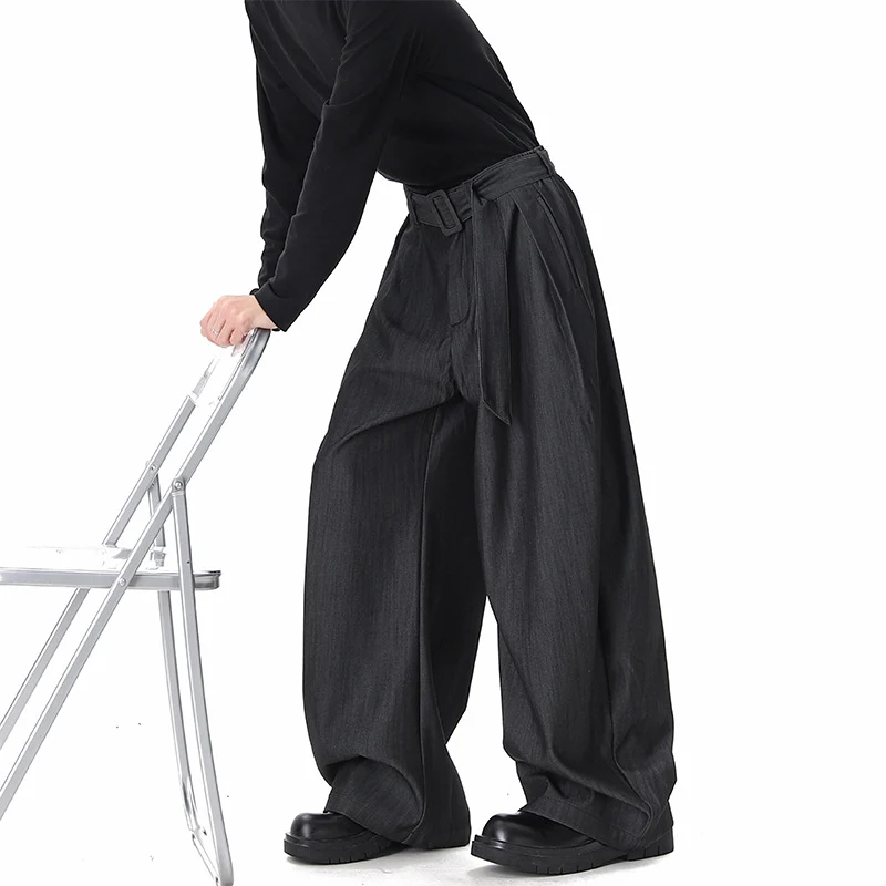 Damen Weite Paperbag-Hose mit hohem Bund, Falten und Taillengürtel Drune