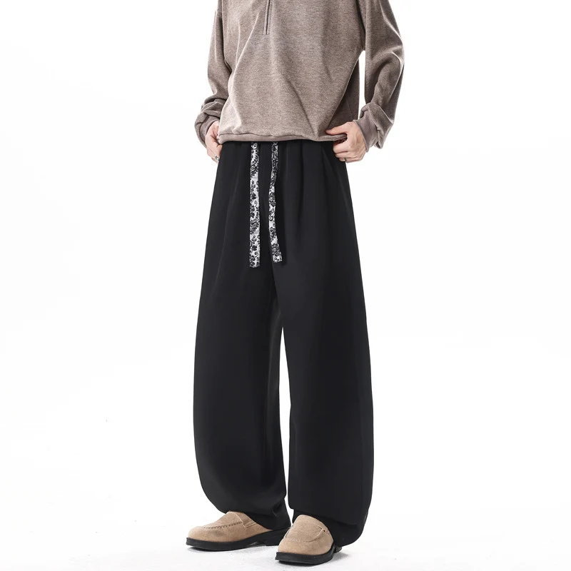 Damen Weite Lounge-Hose mit hohem Bund, Kordelzug und weitem Bein Drune