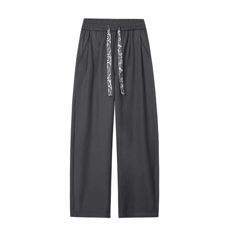 Damen Weite Lounge-Hose mit hohem Bund, Kordelzug und weitem Bein Drune