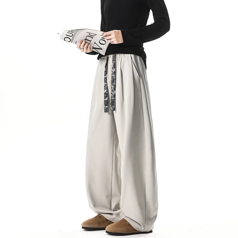 Damen Weite Lounge-Hose mit hohem Bund, Kordelzug und weitem Bein Drune