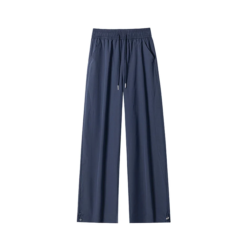 Damen Weite High‑Waist Loungehose mit elastischem Bund, Tunnelzug und Wide‑Leg-Schnitt Drune