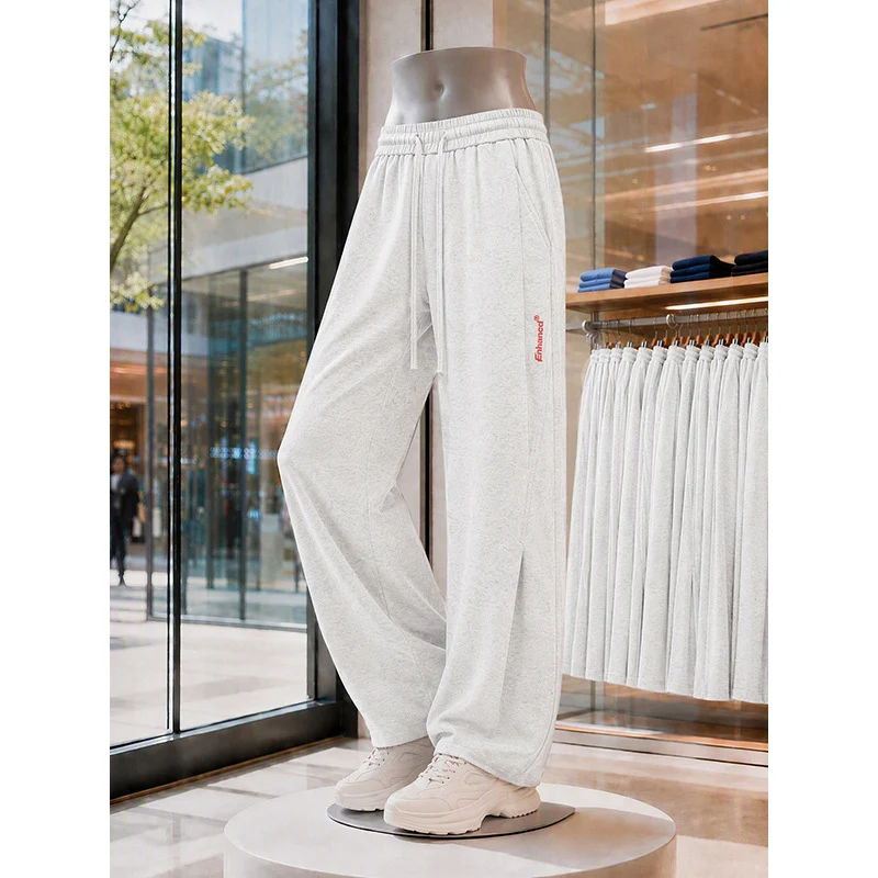 Damen Weite High‑Waist Lounge‑Hose mit Elastikbund, Tunnelzug und seitlichem Schlitz Drune