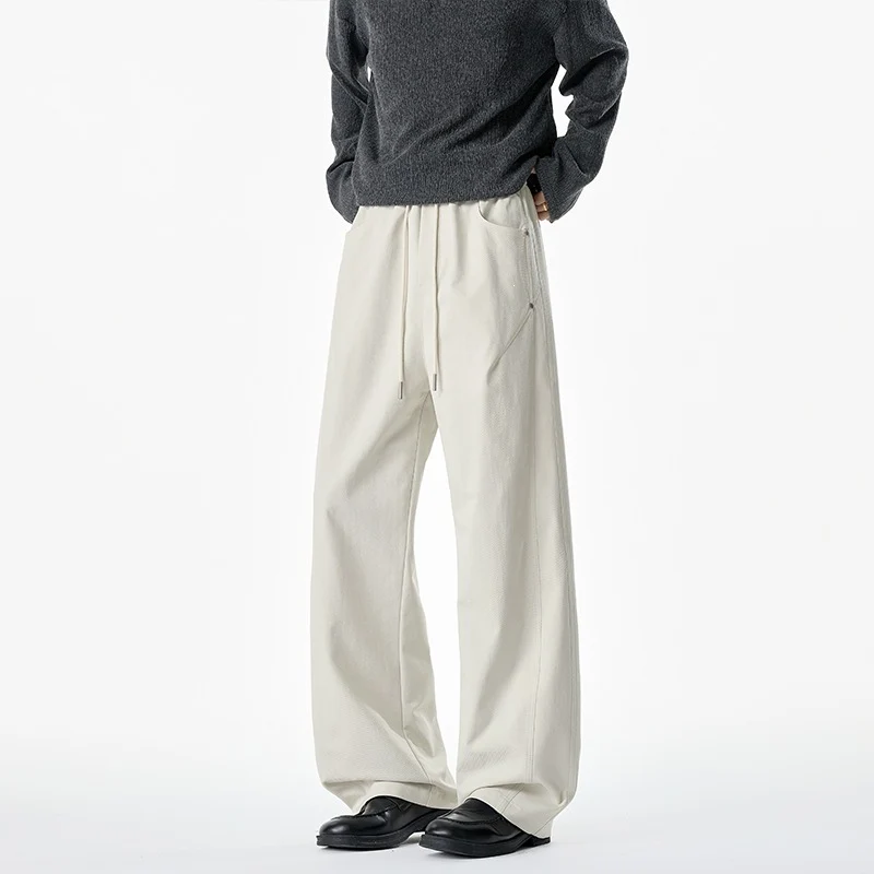 Damen Weit geschnittene Loungehose mit Kordelzug, hoher Taille und tiefen Eingrifftaschen Drune