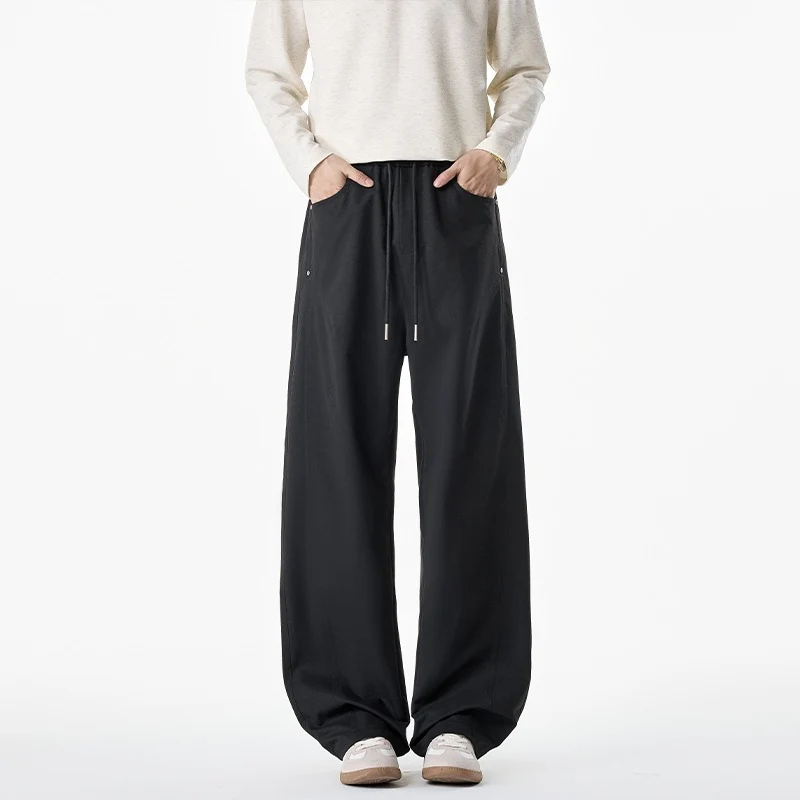 Damen Weit geschnittene Loungehose mit Kordelzug, hoher Taille und tiefen Eingrifftaschen Drune