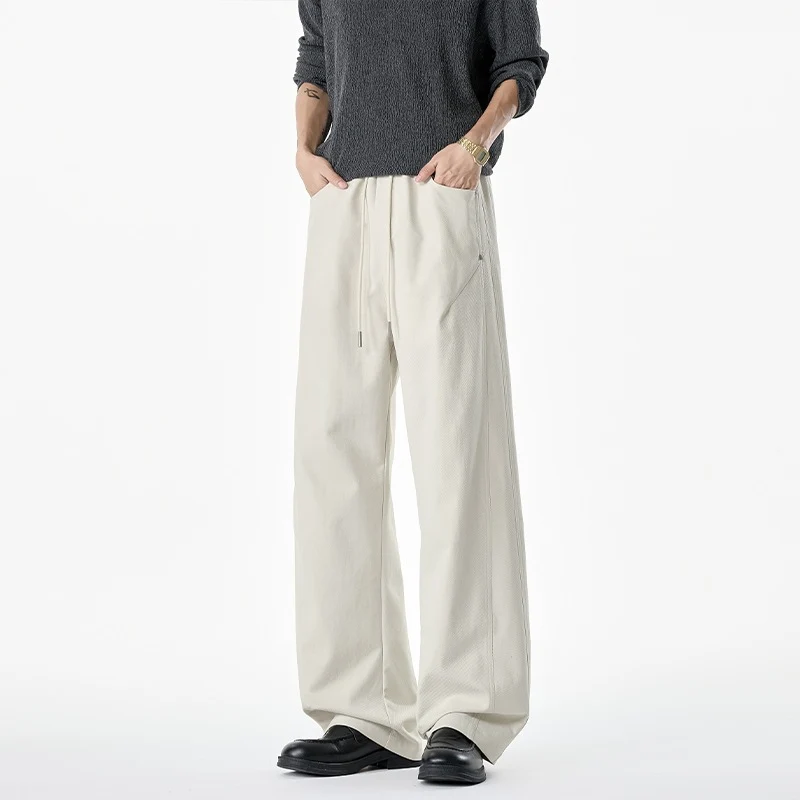 Damen Weit geschnittene Loungehose mit Kordelzug, hoher Taille und tiefen Eingrifftaschen Drune