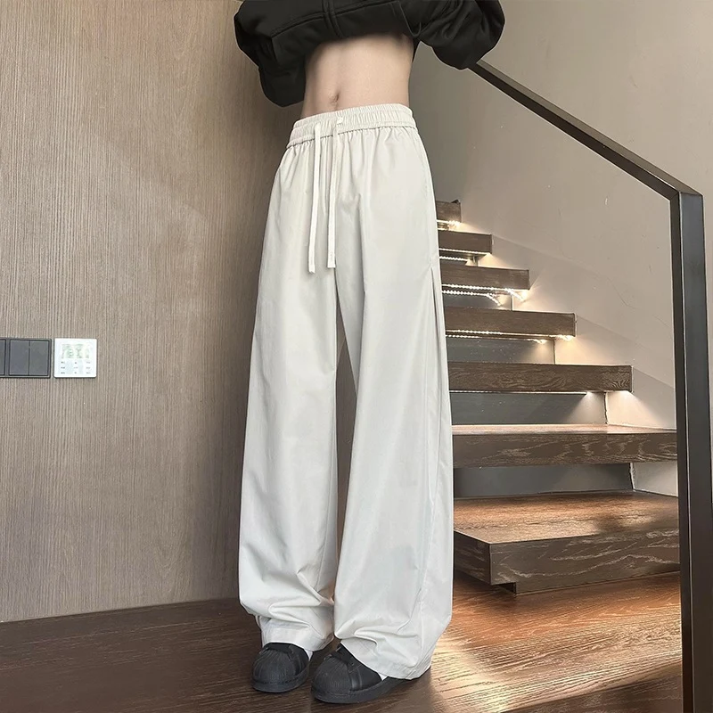 Damen Weit geschnittene Loungehose mit hohem Elastikbund und Kordelzug Drune