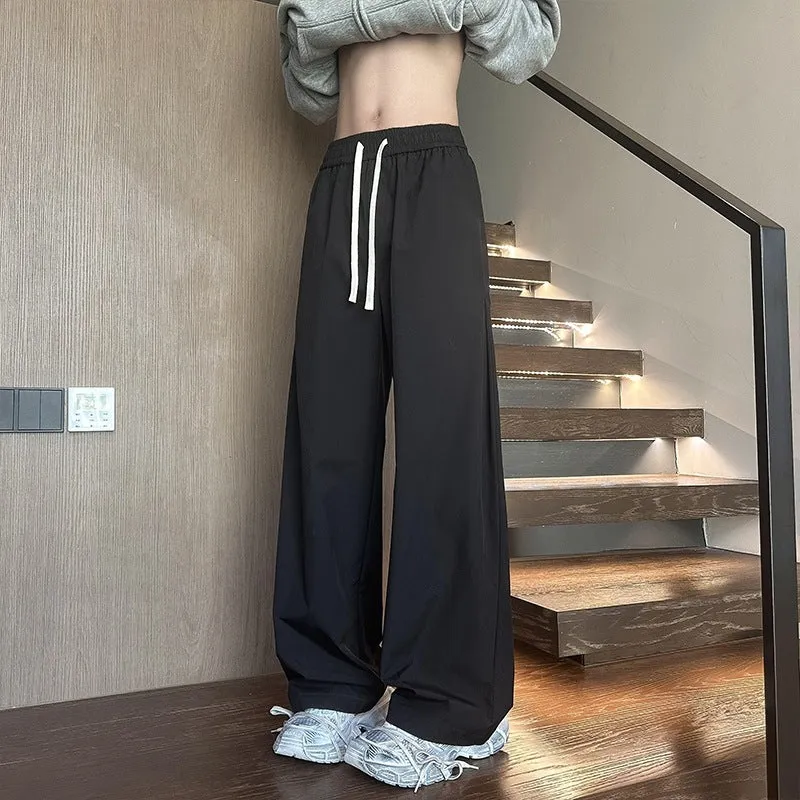 Damen Weit geschnittene Loungehose mit hohem Elastikbund und Kordelzug Drune