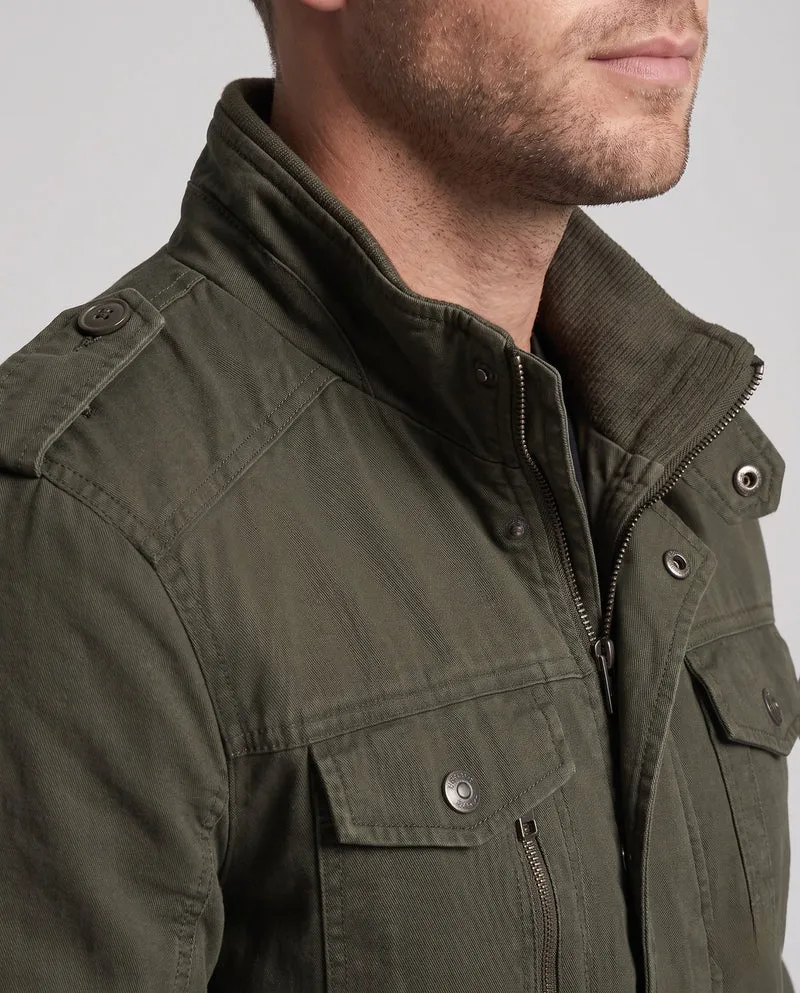 Herren-Feldjacke im militärischen Canvas-Stil mit Stehkragen und Multifunktions-Taschen Drune