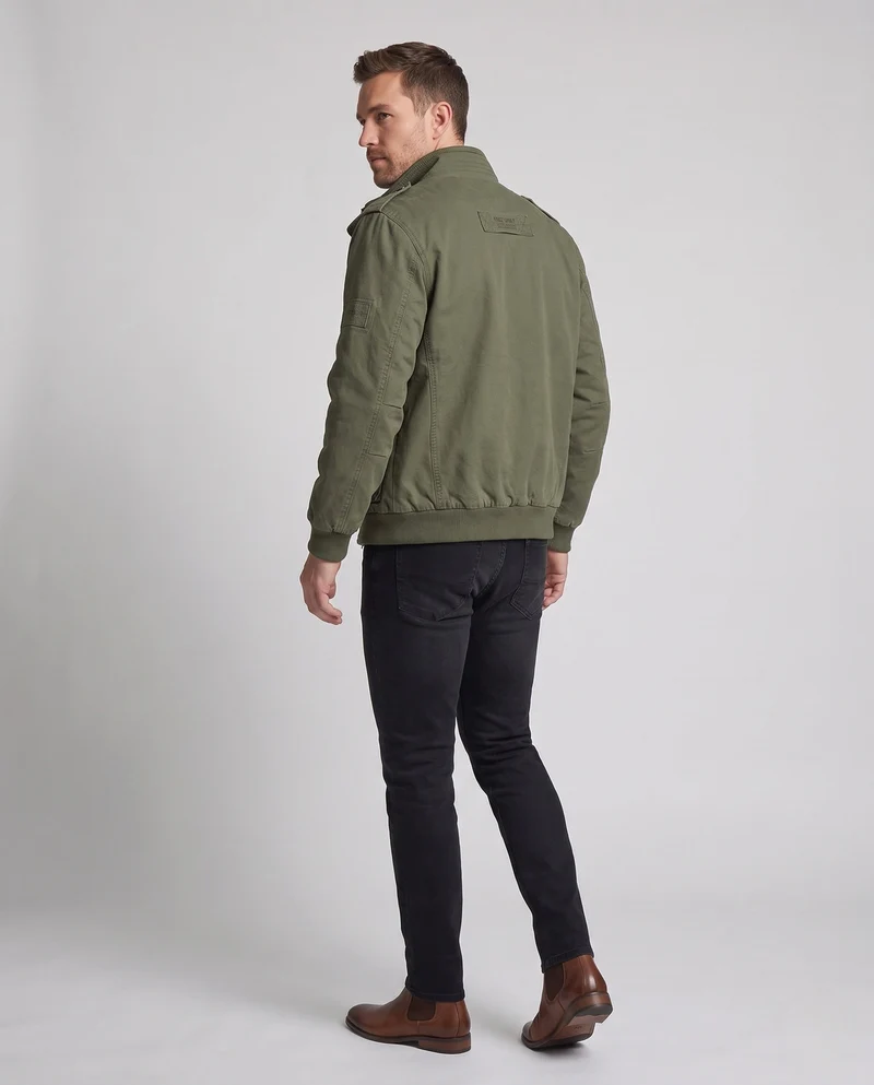Herren-Feldjacke mit komplettem Teddy-Futter, Stehkragen und Klappentaschen Drune