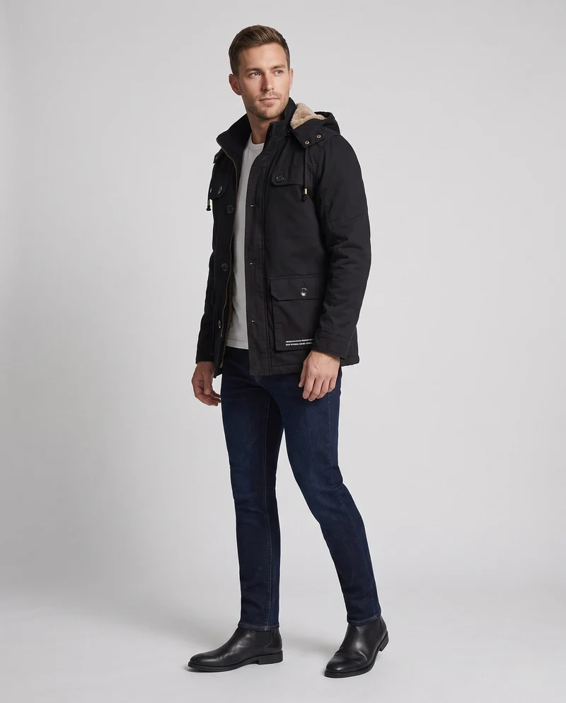 Herren-Feldparka mit Sherpa-Futterkapuze und multifunktionalen Utility-Taschen Drune